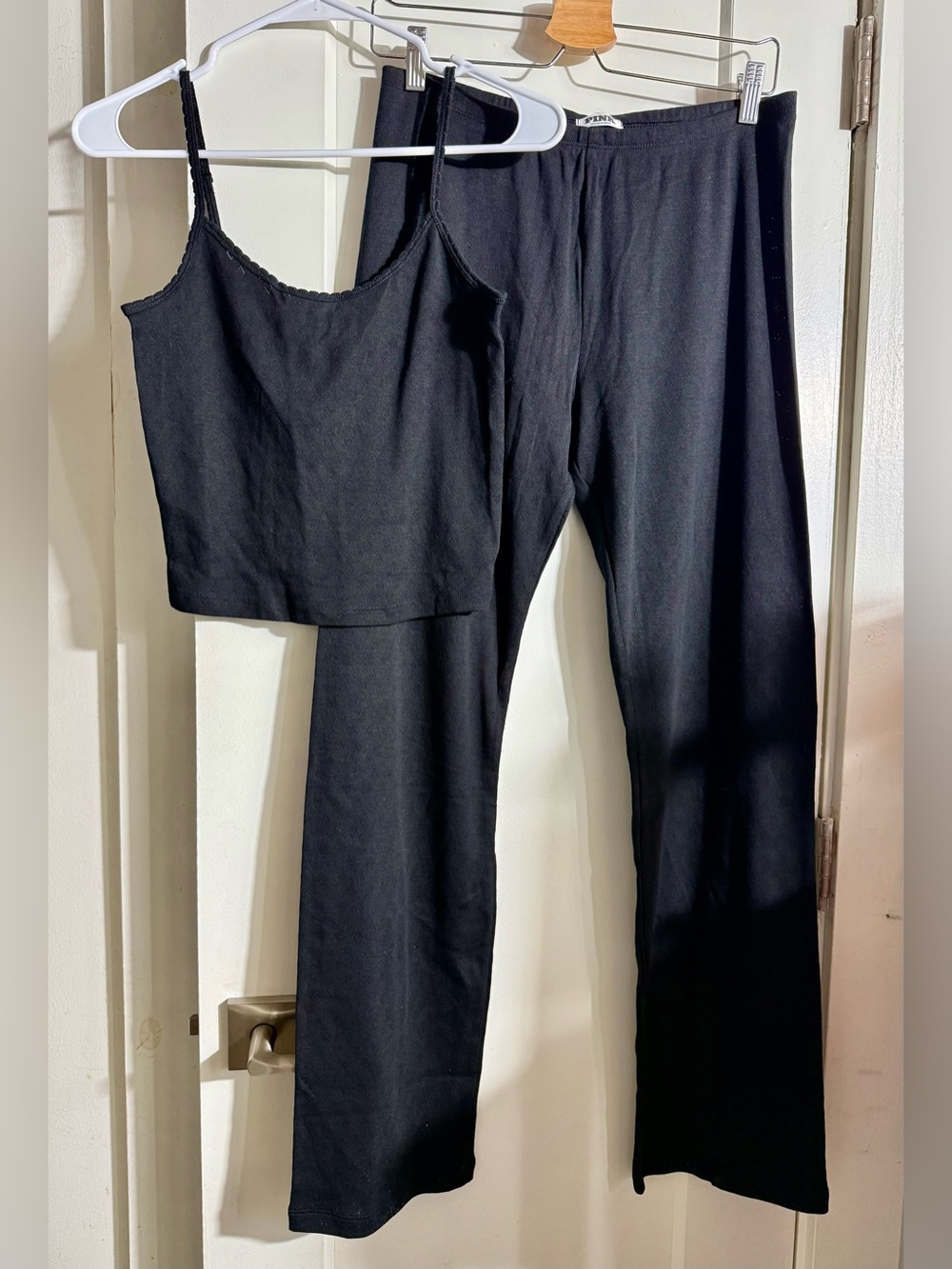 Pink Victoria’s Secret NWT 2pc pointelle crop cami and pants lounge set